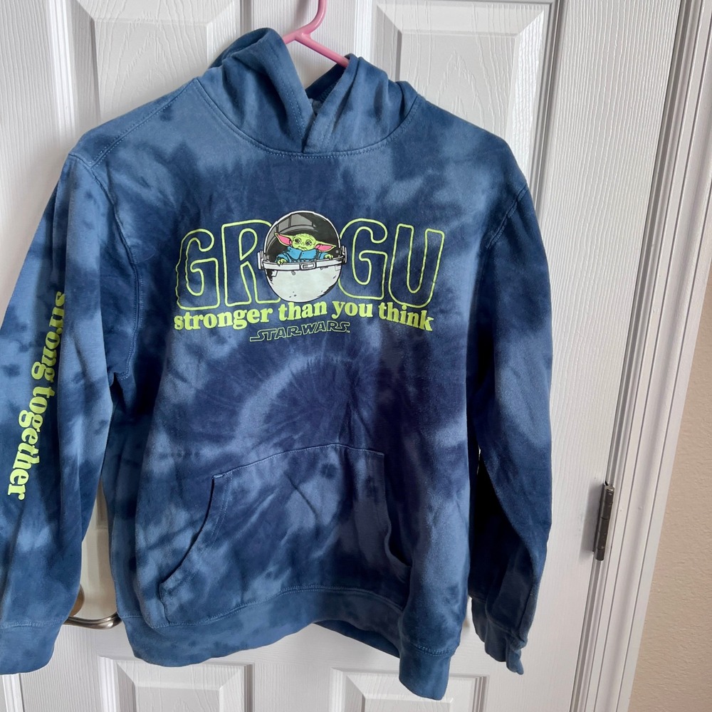 Neff Star‎ Wars Grogu Hoodie XL Boys Blue Tie Dye Baby Yoda